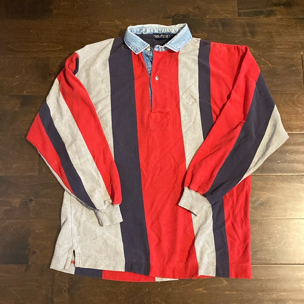 vintage Nautica Marine long sleeve jean collar